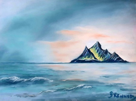 skellig Michael pastels 2